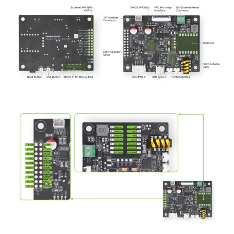 

FC-[IANC-AB01] XVF3800 4-Mic Respeaker Flex AI Microphone 360° Far-Field Voice Capture USB/I2S For Robotics Embodied AI