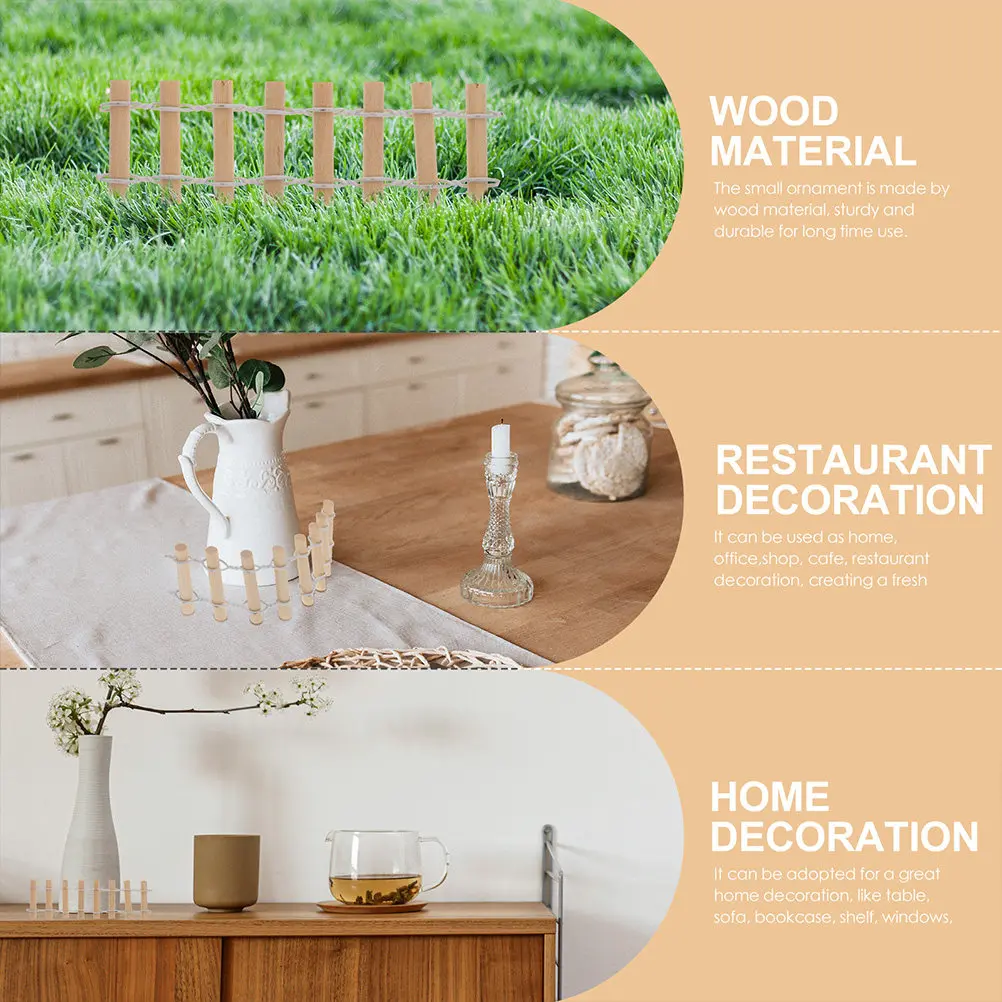 

12Pcs Miniature Wooden Garden Fence Iron Wood Border for Mini House Decor Micro Landscape Gardening DIY Scene Layout Adorn