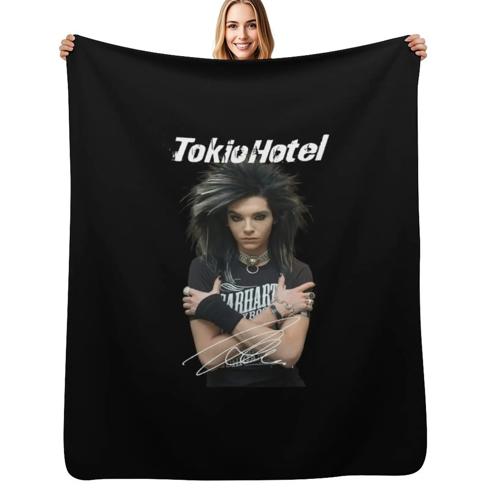 Hot Tokio Hotel Shirt Bill Kaulitz Cotton Throw Blanket Versatile Cozy Throw Blanket for All Occasions
