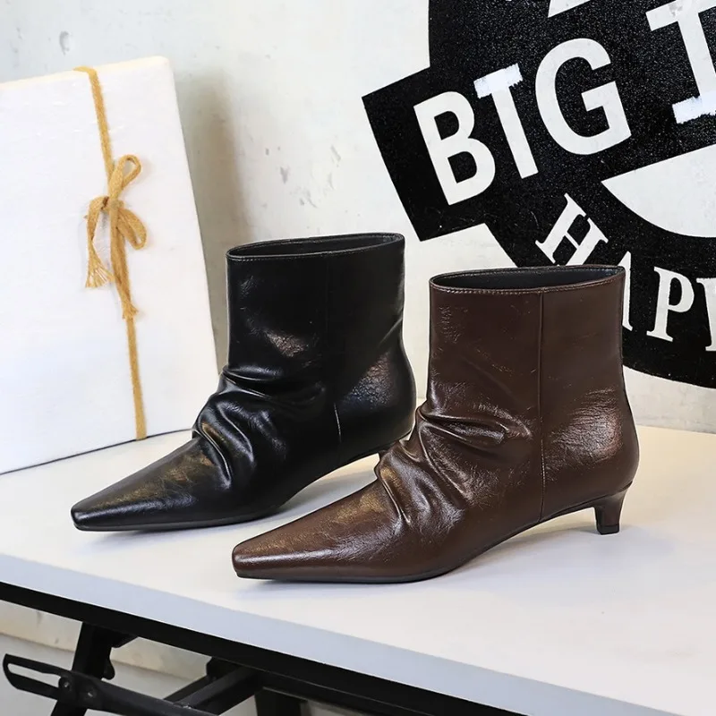 

Retro Patent Leather Women's Boots Fashion Pointed Thin Heel High Heel Boots for Women Designer Women's Shoes Botas Para Mujer