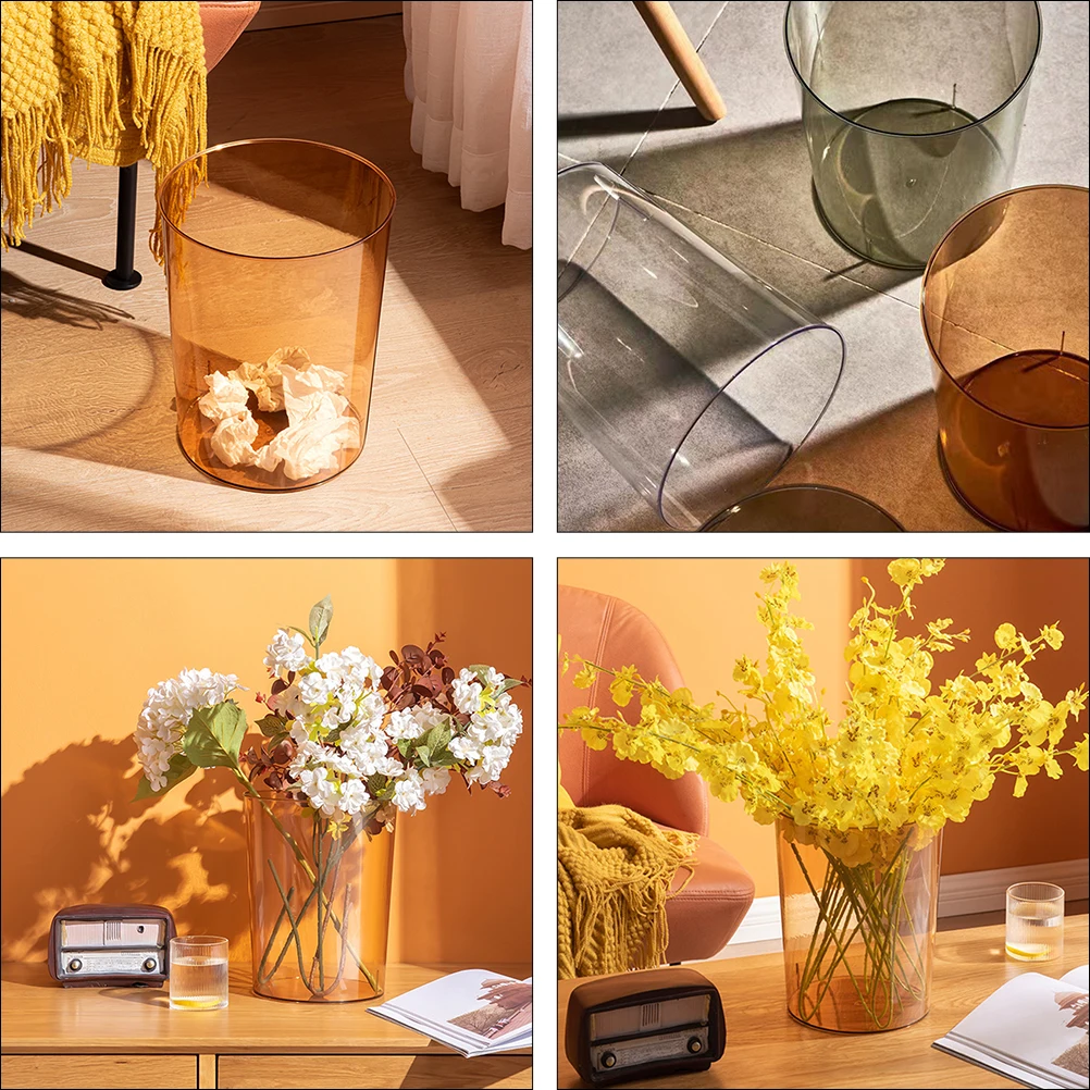 

Transparent Trash Can 10L PET Material Kitchen Bedroom Bathroom Waste Storage Box Round Small Rubbish Bin Plastic Desk Organizer