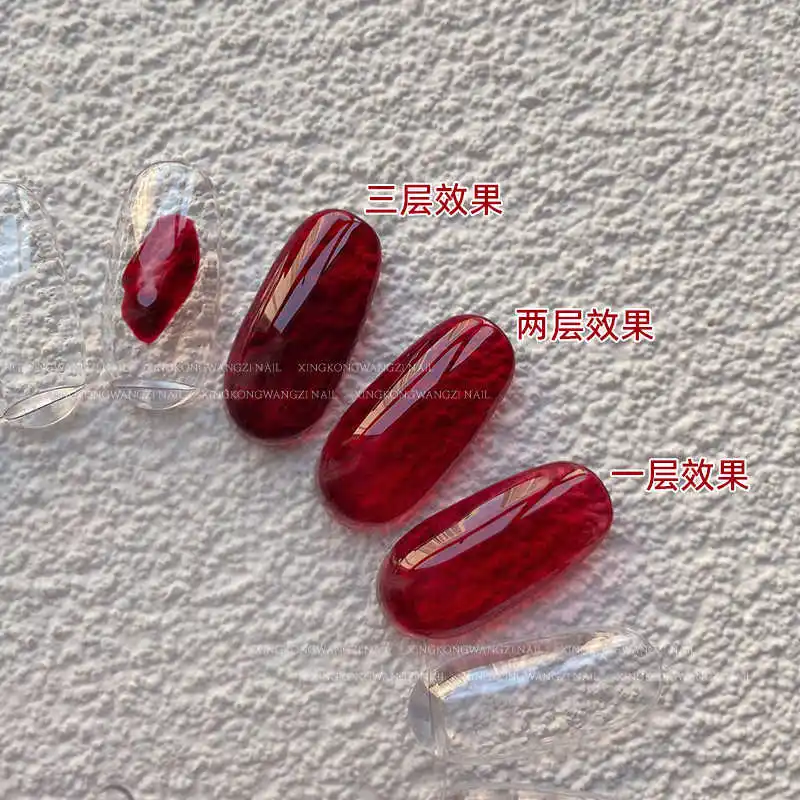 5ml/Jar Blood Red Jelly Gel Nail Polish 6 Colors Nails Art Gel Polish Translucent Ruby Red Nail Gel for New Year Winter Manicure