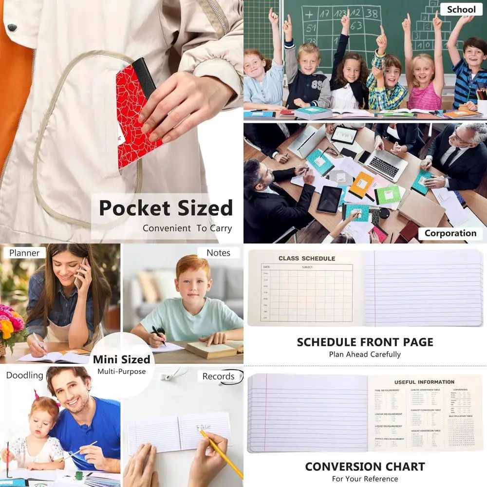 

Half-Size Marbled Composition Notebooks, 36 Pack, 80 Sheets, Wide Ruled, Assorted Colors