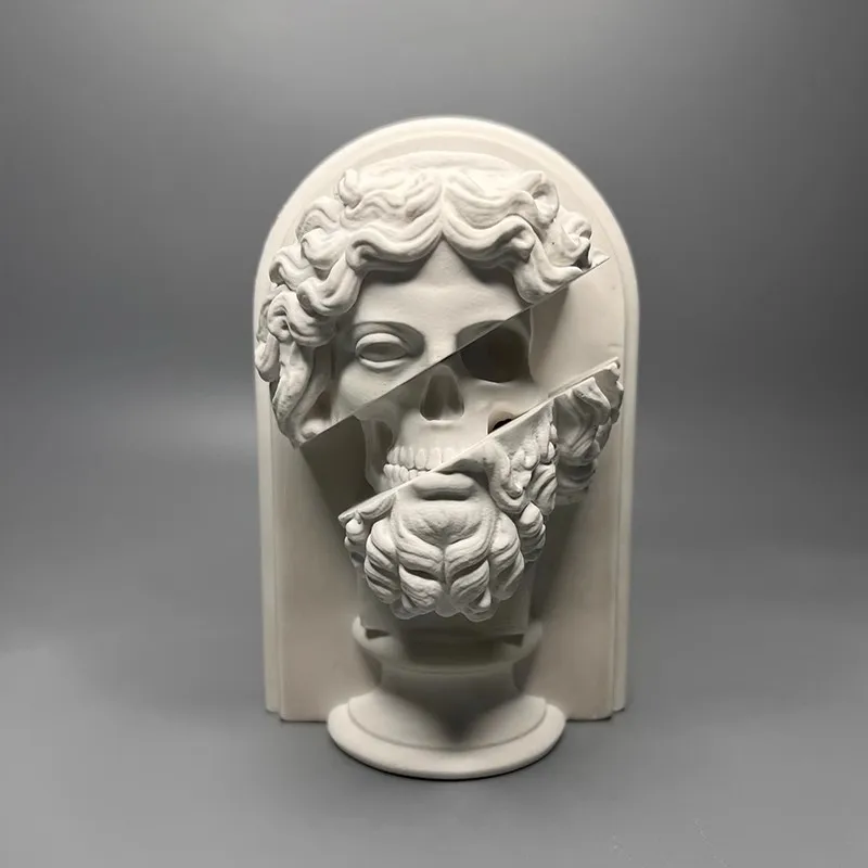 European Creativity of Retro Roman Mythology Gypsum Zeus Sculpture Home Living Room Gypsum Ornaments Desktop Decor Statue Gifts