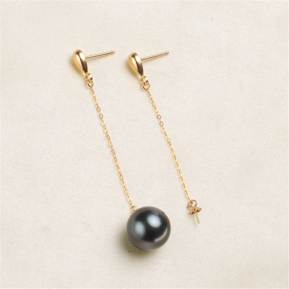 

DIY Accessory G18K Pearl Earring Empty Bracket with Gold Edge Style Pearl Earring Empty Bracket Fit 8-10mm Round Beads G261