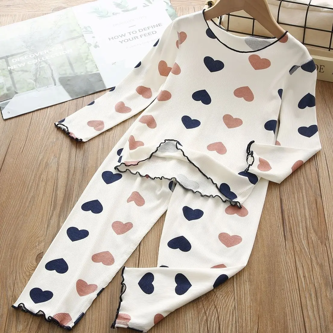 

Kids Girls Lightweight Chiffon Pajamas Set with Long Sleeve Cooling Air Conditioning Homewear for Kindergarten Summer Wear