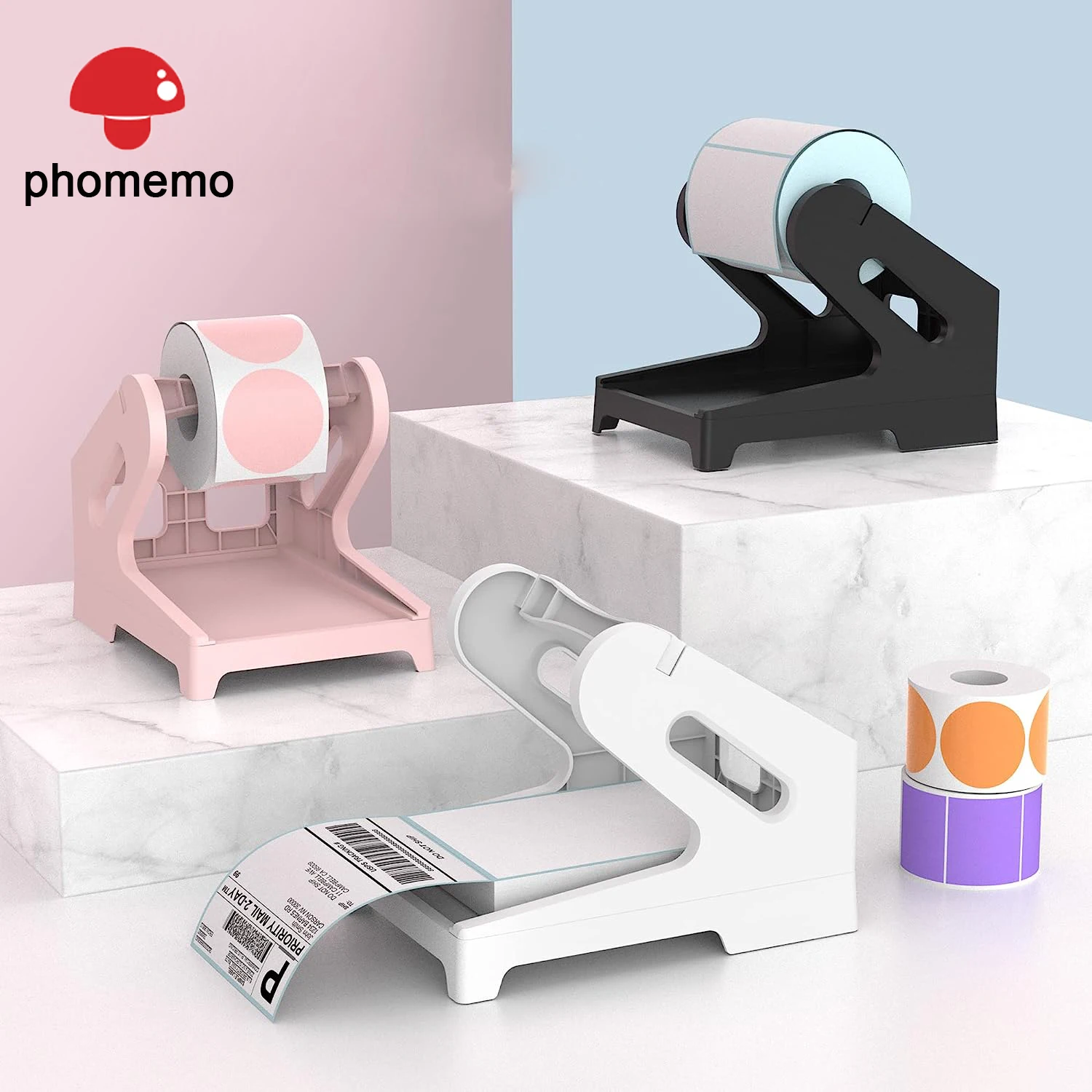 Phomemo Label Holder Thermal Label Holder for Rolls and Fanfold Labels Shipping Label Stand Desktop Printer Accessory Supplies