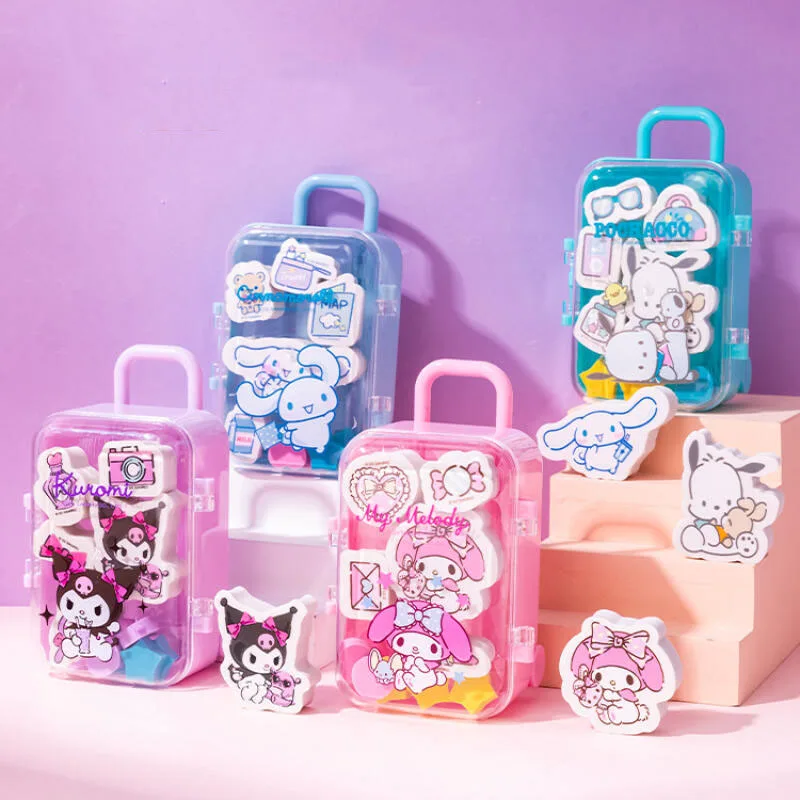 

Милый ластик в форме чемодана Sanrio Kuromi, мультяшный, для учеников начальной школы, без следов и остатков, канцелярские принадлежности