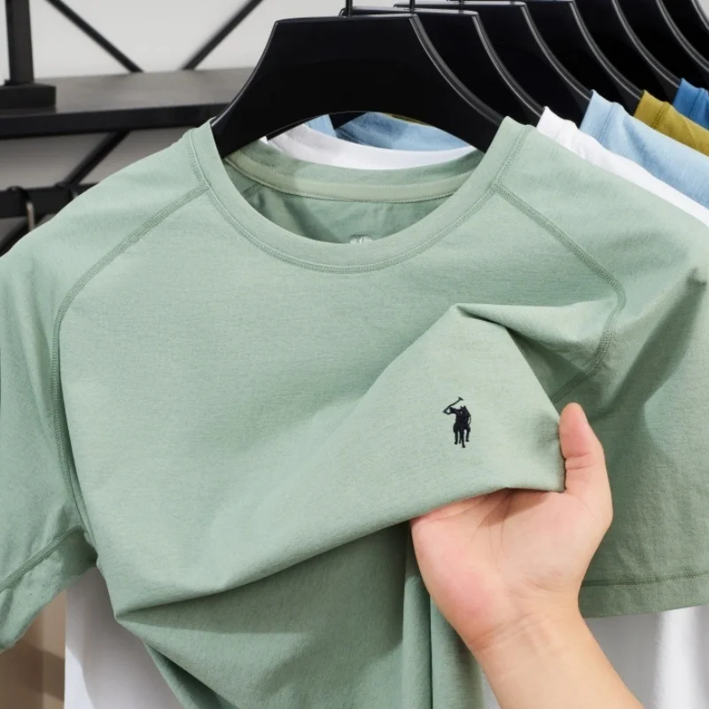 

Лето 2025 Новый мужской хлопок мода круглый воротник вышивка футболка с короткими рукавами деловой отдых комфорт воздух