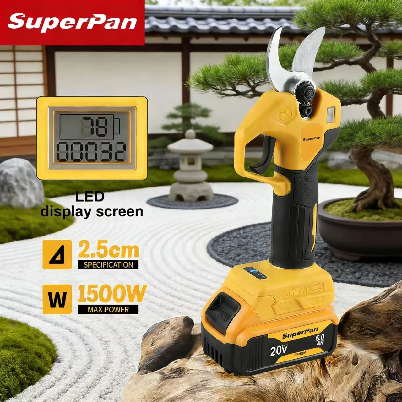 

SuperPan tijeras de podar rechargeable garden tool for orchard pruning branch cutting lawn care for dewalt 20V battery pin