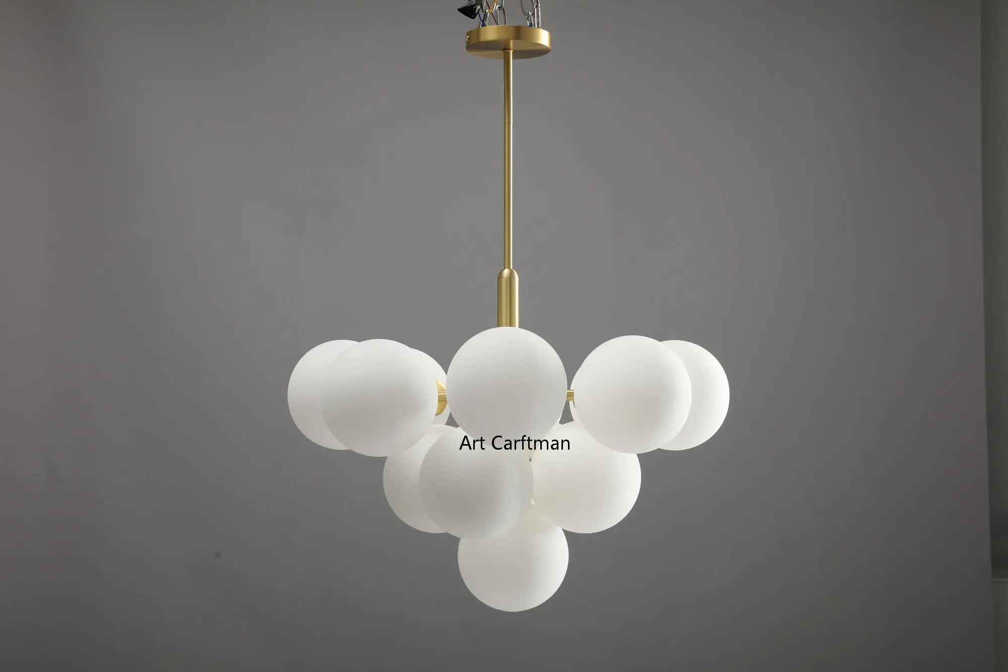 Nordic Copper G9 13 heads Chandelier For Living Room Bedroom Restaurant Modern Ceiling Chandelier PVC ball Light Fixture