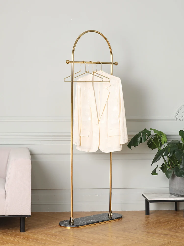 Clothes rack luxury coat rack home bedroom marble gold floor hanger simple.