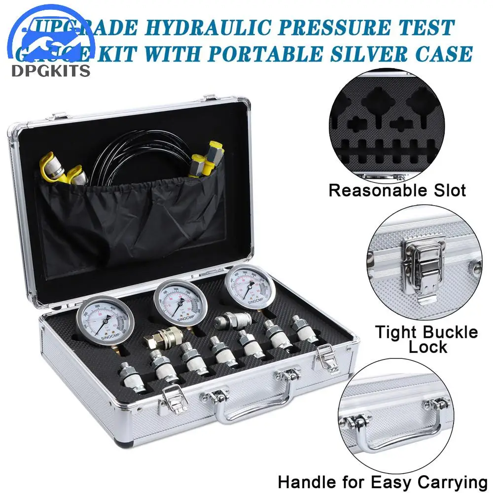 Excavator Hydraulic Pressure Gauge Test Kit 9000PSI 25/40/60Mpa Test Coupling Hose Diagnostic Tool Accessories Parts Replacement