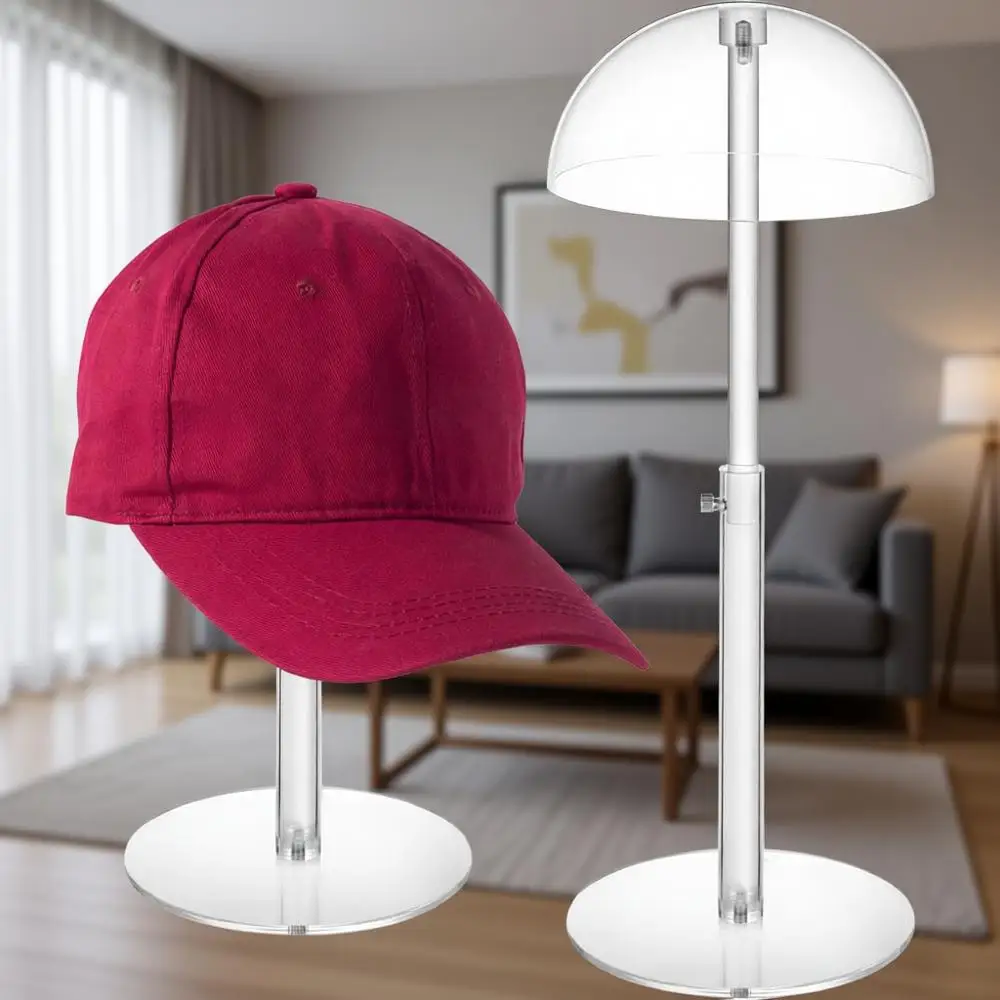

Adjustable Acrylic Hat Stand for Display, Ideal for Baseball Caps, Cowboy Hats, and Wigs