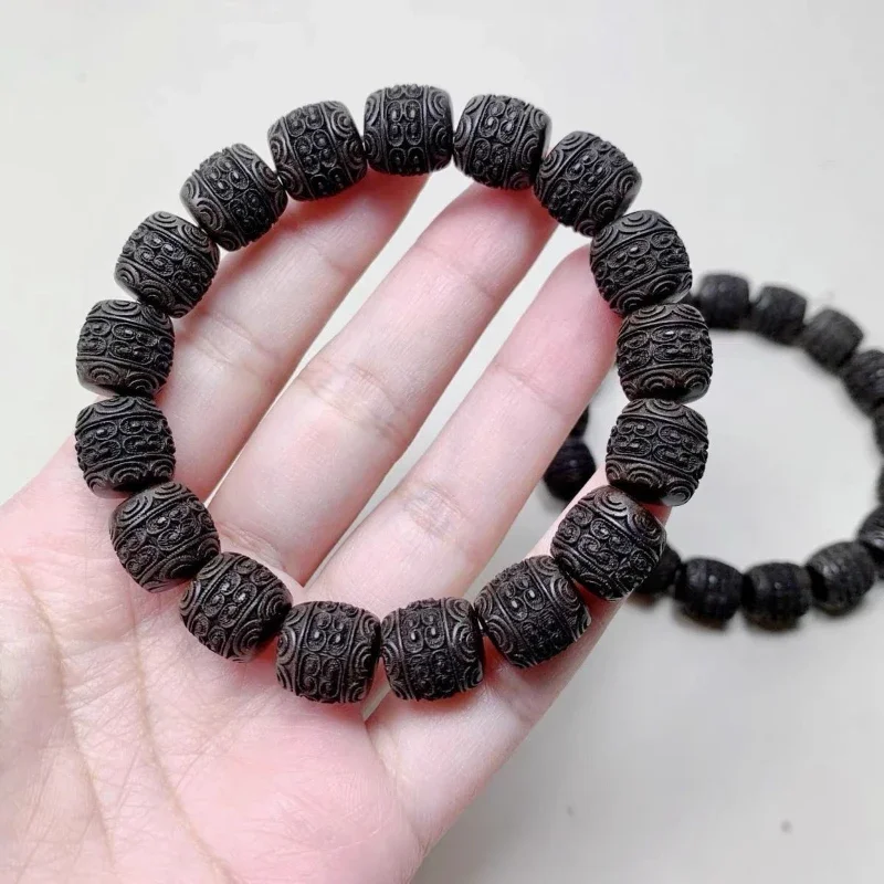 Natural agarwood carving old bead bracelet for men and women agarwood wenwan playing with fragrant beads bracelet.