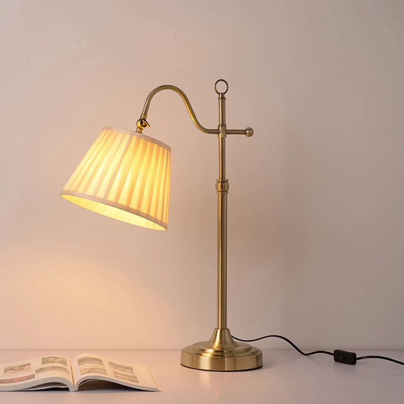 

Metal Bedroom Table lamp Personalized Creative European Cloth Desk Lamp Bedside Sofa Reading American Retro reading light