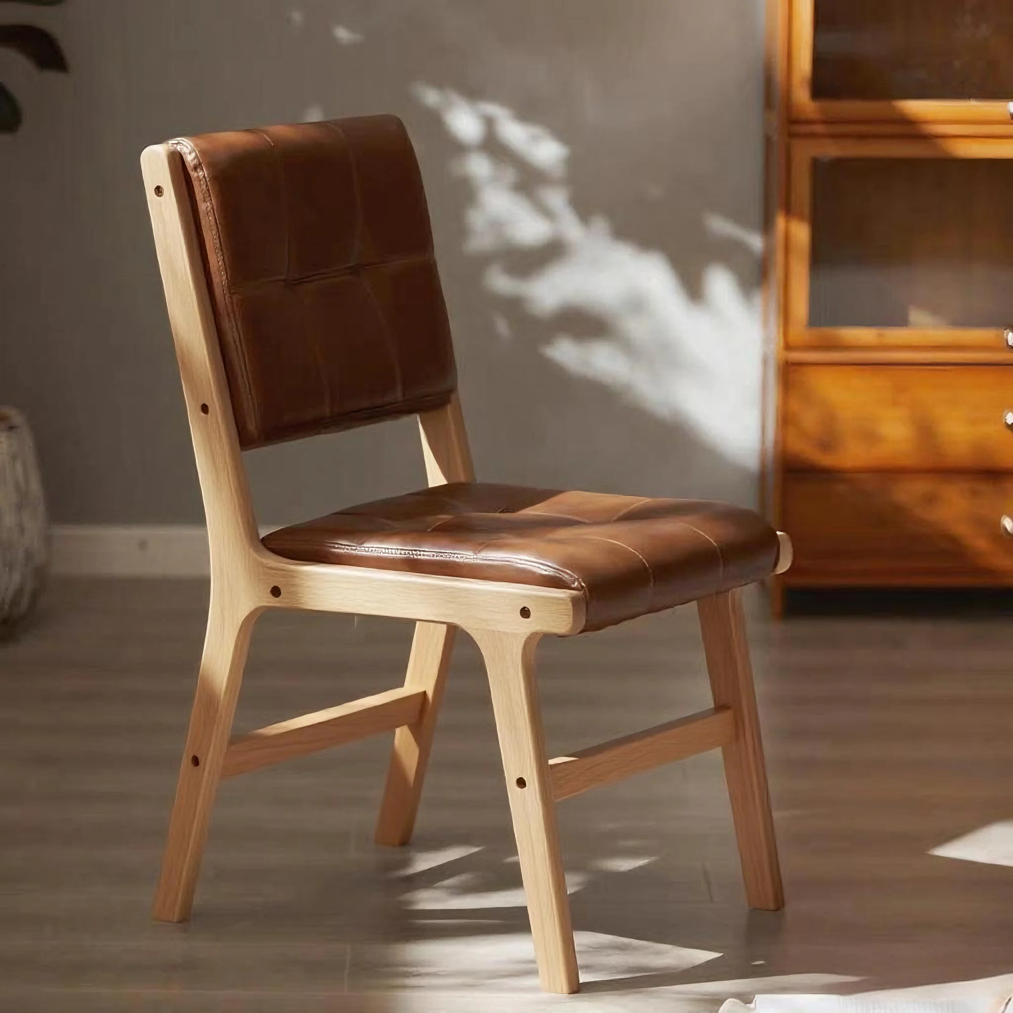 

Solid Wood Modern Minimalist Dining Chair Home Backrest Hall Hotel Clothing Store Desk Chair Leisure Furniture