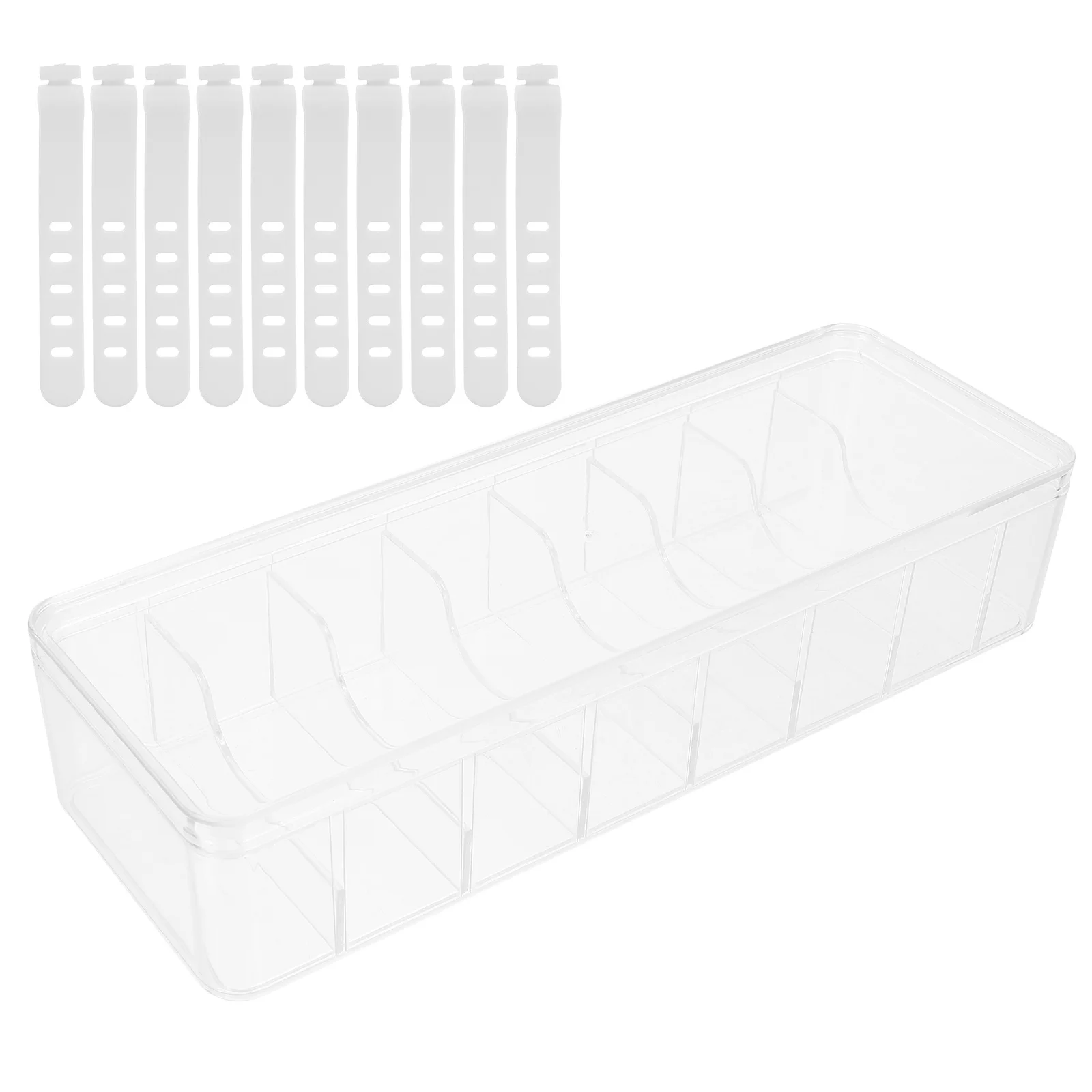 

1 Set Data Cable Storage Box With Compartment Transparent Lid Cord Organizer For Charging Cables Small Containers With Lids