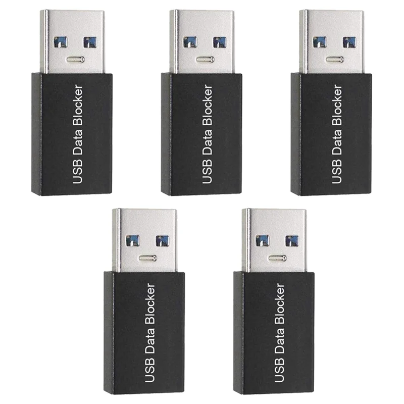 5Pcs USB Data Blocker,Charge-Only USB Blocker Adapter for Blocking Data Sync, Protect Against Juice Jacking Black