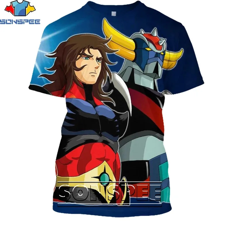 dd54SONSPEE винтажная рубашка Goldorak с 3D принтом для мужчин и женщин, летняя модная мужская ностальгическая футболка в стиле панк-робот, футболка большого размера для детей