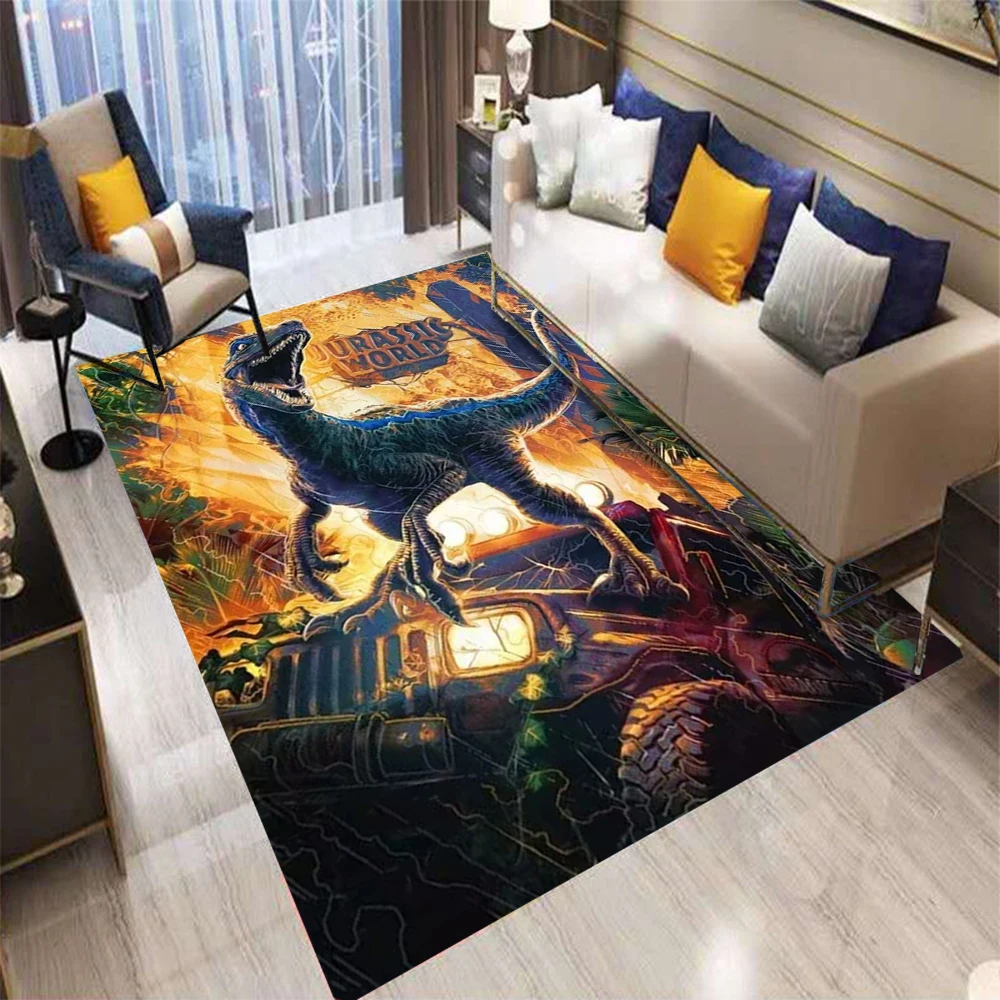 سجادة مطبوعة على شكل عالم الديناصورات من MINISO Jurassic Park لغرفة النوم وغرفة المعيشة، سجادة أرضية كرتونية ممتعة #1