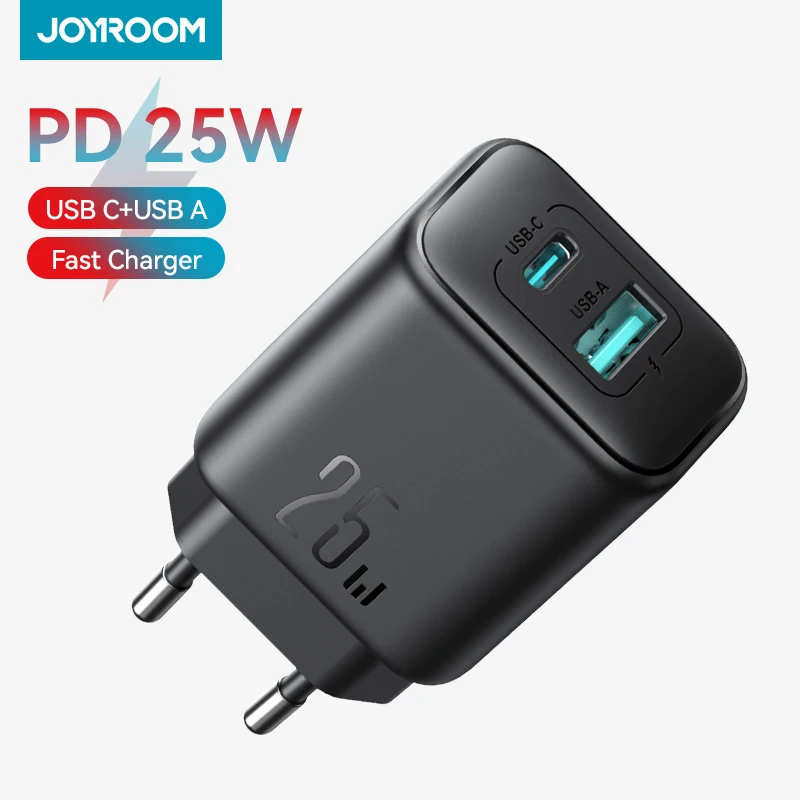 JOYROOM PD 25W USB Charger Type C Fast Charging Adapter USB-A+USC-C Portable Travel Wall Charger For iphone 16 15 14 Samsung