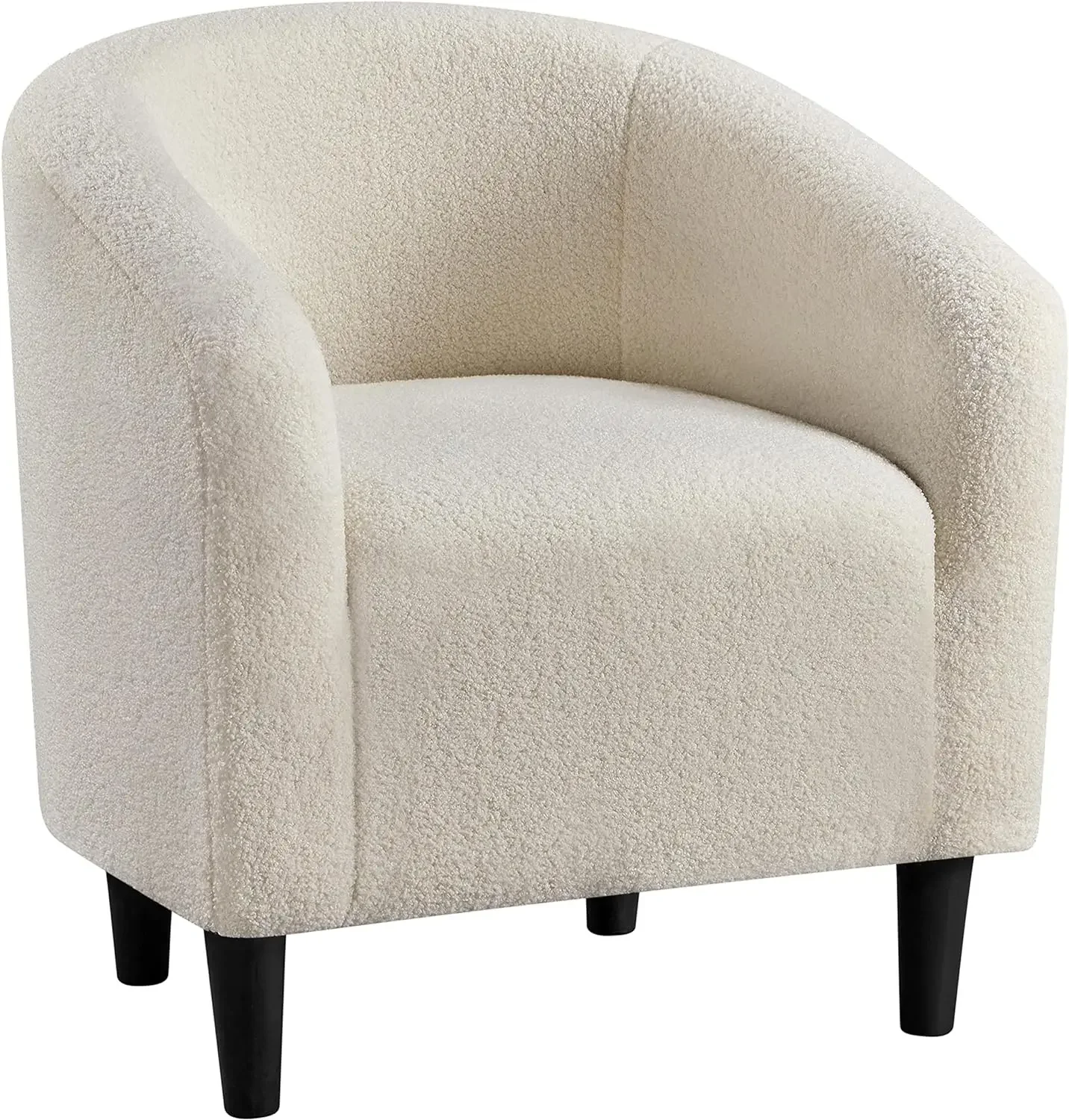 Accent Chair, Cozy Living Room Chairs with Soft Padded, Furry Sherpa Barrel Chair Sturdy Legs, Modern Armchair