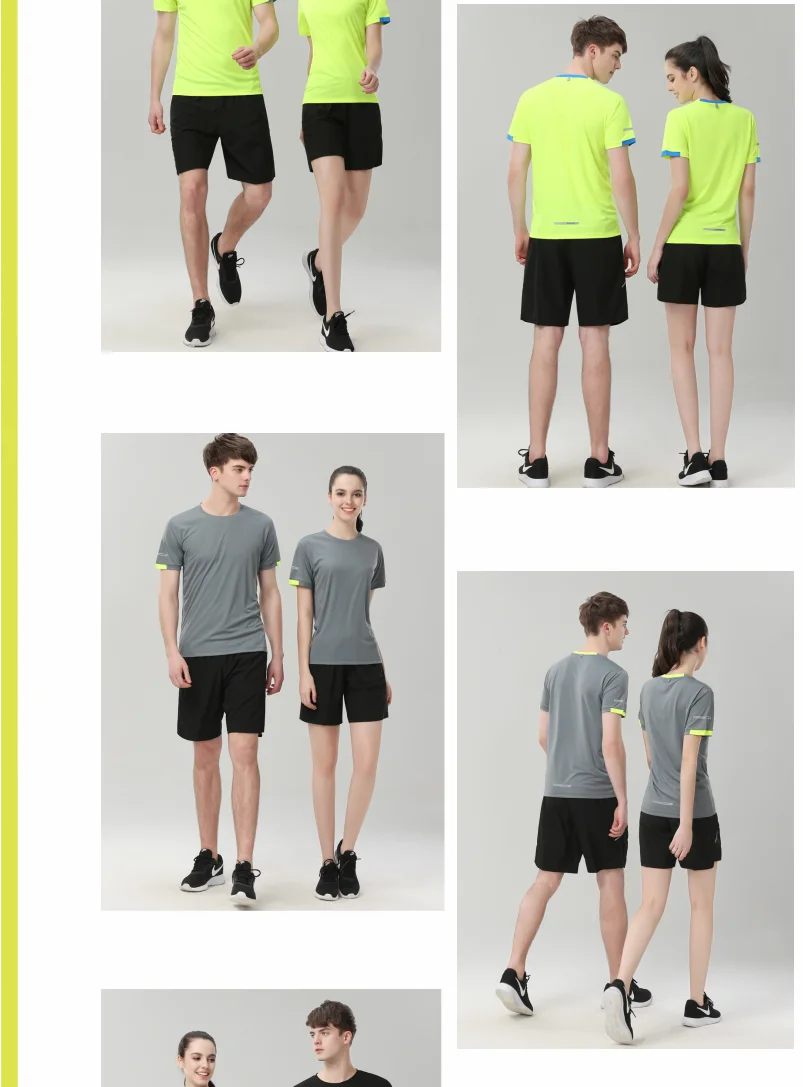 Schnell trocknendes Rundhals-T-Shirt mit kurzen Ärmeln, atmungsaktives Fitness- und Freizeit-Team-Laufshirt für Männer und Frauen – Detail 6