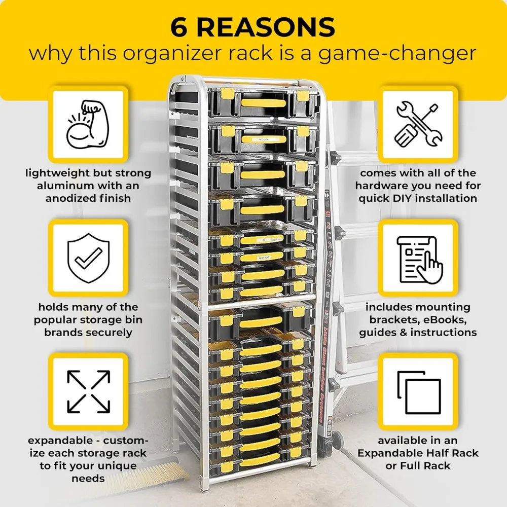 Yellow Toolbox Advanced Storage Rack Organizer Utility Rack for Tools and Supplies To Organize Your Workspace