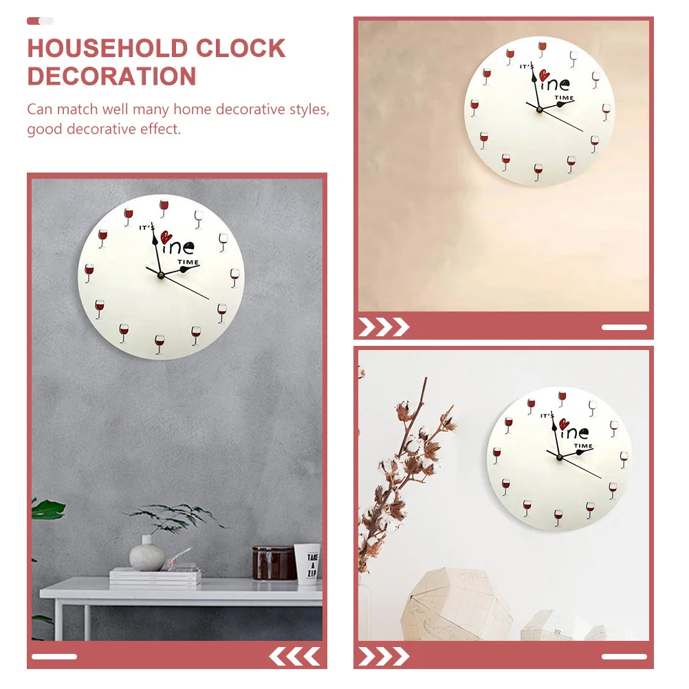 

Wine Cup Pattern Acrylic Wall Clock Stylish Hanging Home Decor Wall Clock Living Room Decoration Housewarming Gift