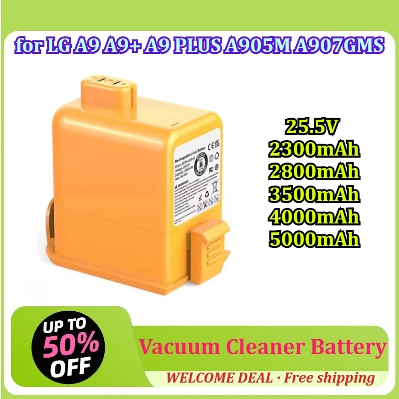 for LG A9 A9+ A9 PLUS A905M A907GMS 25.5V 2300mAh-5500mAh Handheld Vacuum Cleaner Battery Lithium Battery