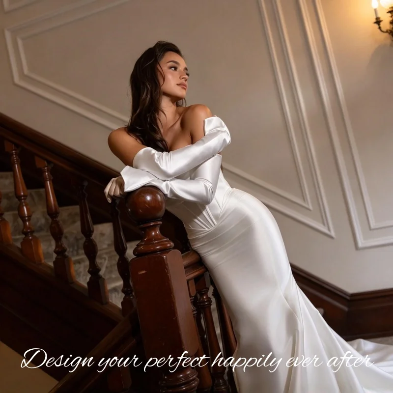 weetheart Neck Satin Wedding Gown Back Button Detail Mermaid Bridal Dress Vestidos De Novia Customized