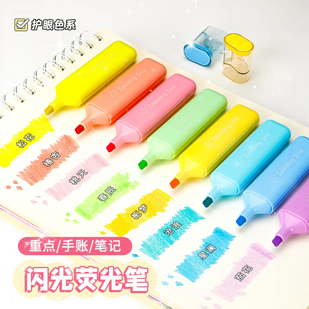 4 ألوان Kawaii فسفورية أقلام الفلورسنت مقاوم للماء للاجتماعات والملاحظات والدراسة بمناسبة مكتب القرطاسية اللوازم المدرسية.