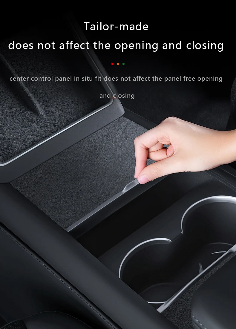 Für Tesla Model Y Juniper Wildleder Central Control Panel Aufkleber Modell 3, Highland Electrostatic Absorption Console Protector Cover – Detail 5