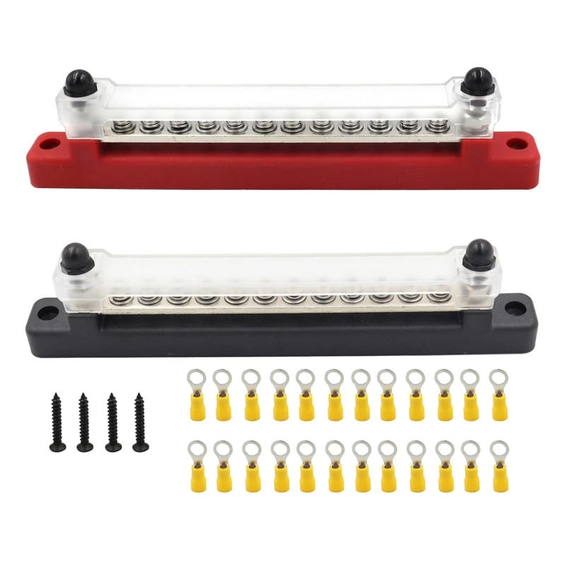 28GB Power Distribution Block 6/12 Terminal Studs Screws Bus Bar for Car 150 A Rating