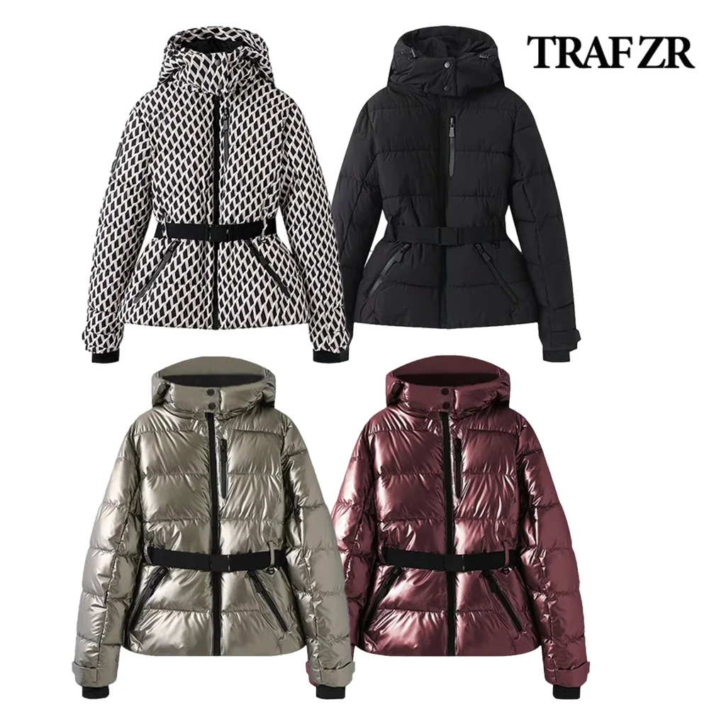 TRAF ZR Classic Parkas Woman Winter 2024, wygodne przednie kieszenie, stójka, płaszcz śnieżny, damska kurtka zimowa High Street Cover Up