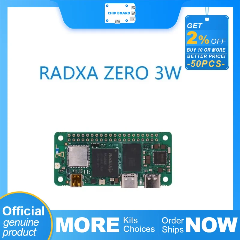 RADXA ZERO Rockchip RK3566 64Bit Quad Core baseado, Mini SBC, WIFI4, BLE5, 3W