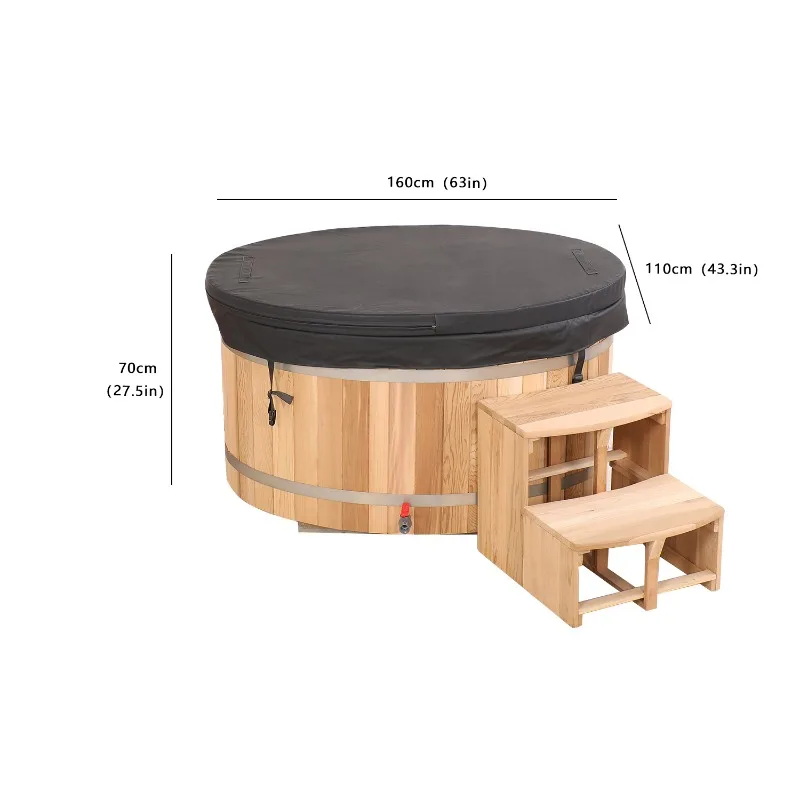 2025 New Style 1HP WiFi Cooling System Portable Wooden Outdoor Red Cedar Spa Pool Commercial Use with Control Panel