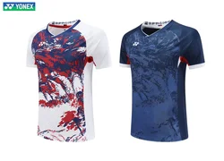 Fato de treino de competição Yonex, uniforme de badminton, secagem rápida, top absorvente de suor respirável, camiseta de manga curta, novo, 2022