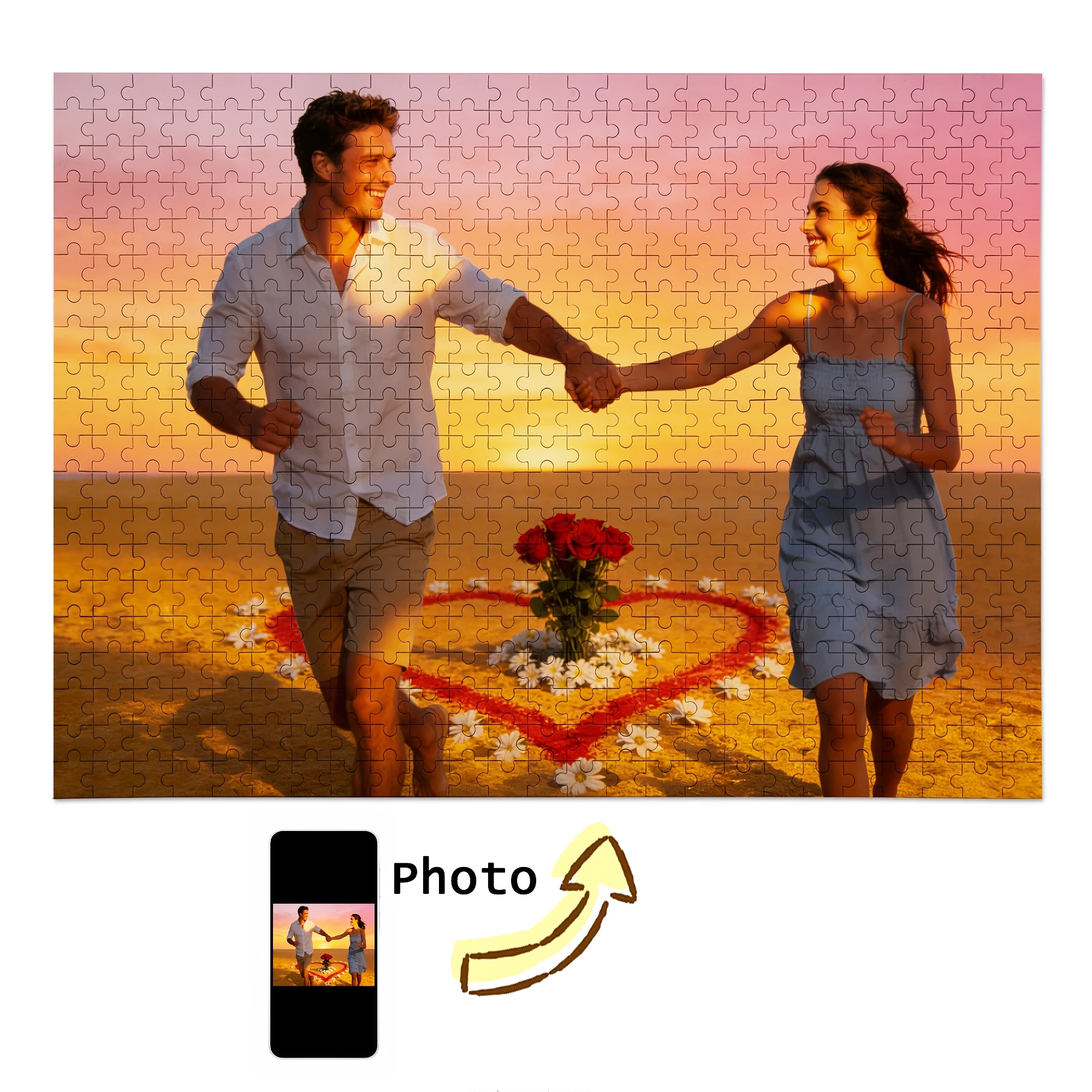 Personalized Custom Photo Puzzle Customize Romantic beach proposal Cardboard/wooden 35/300/500/1000 Pieces Colorful Photo Puzzle