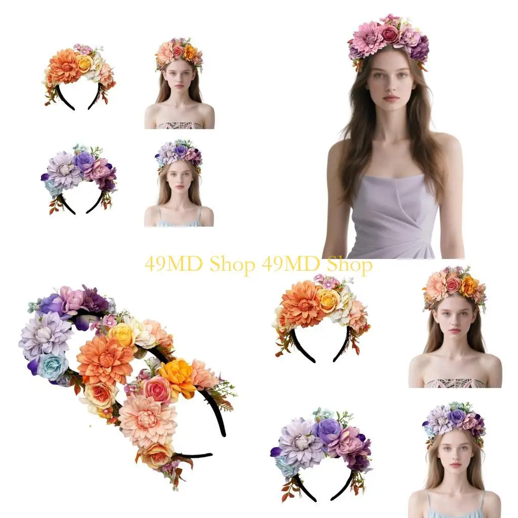 

49MD Elegant Artificial Flower Hairband Soft Fabric Hairband For Weddings Event