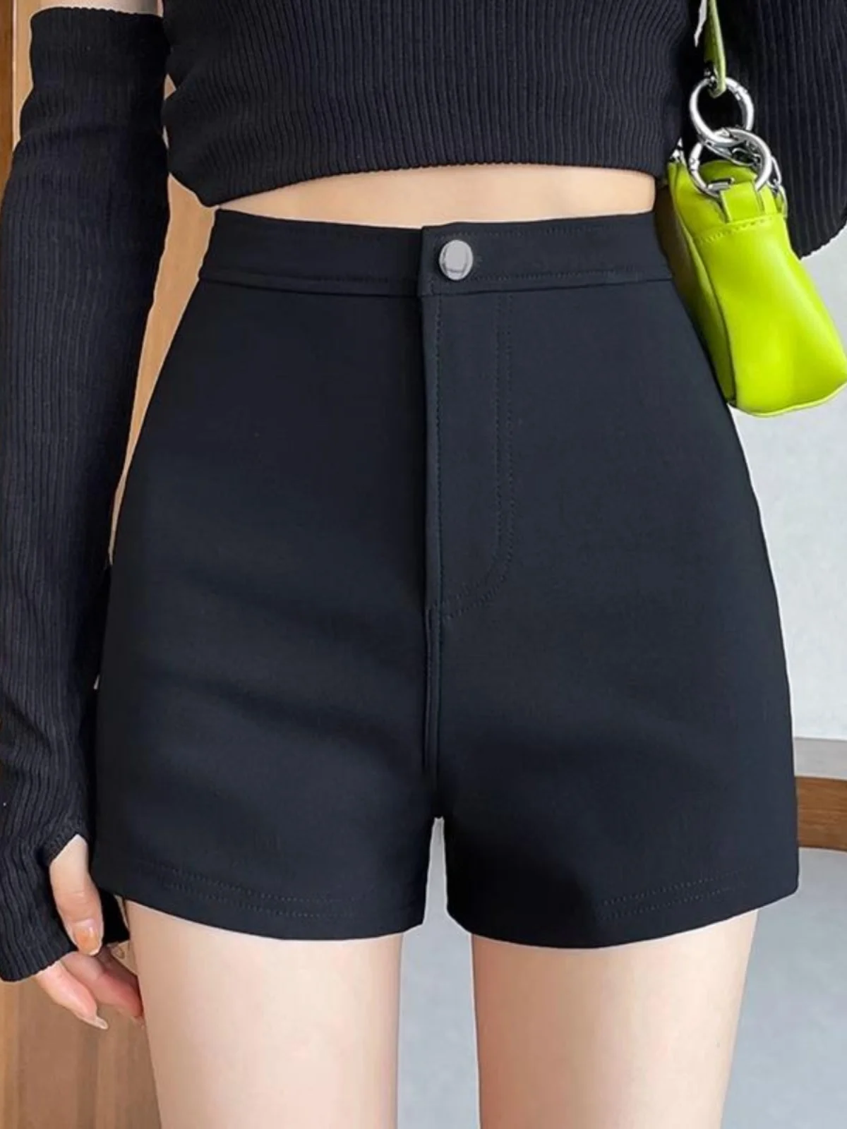 Vita alta Bla orts Donna Primavera Estate A-Line Gamba larga Pantaloni casual Stivale elastico stretto Cut out Bot Pendolarismo Sle