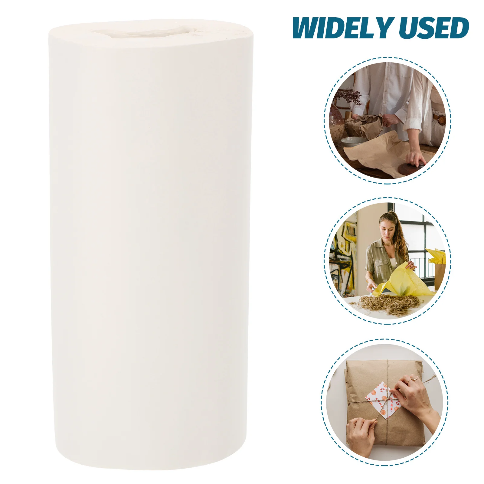 

1 Roll Gift Wrapping Roll Paper Solid White Tear-Resistant Durable for DIY Arts Clothes Gift Packing Craft Wrapping Paper