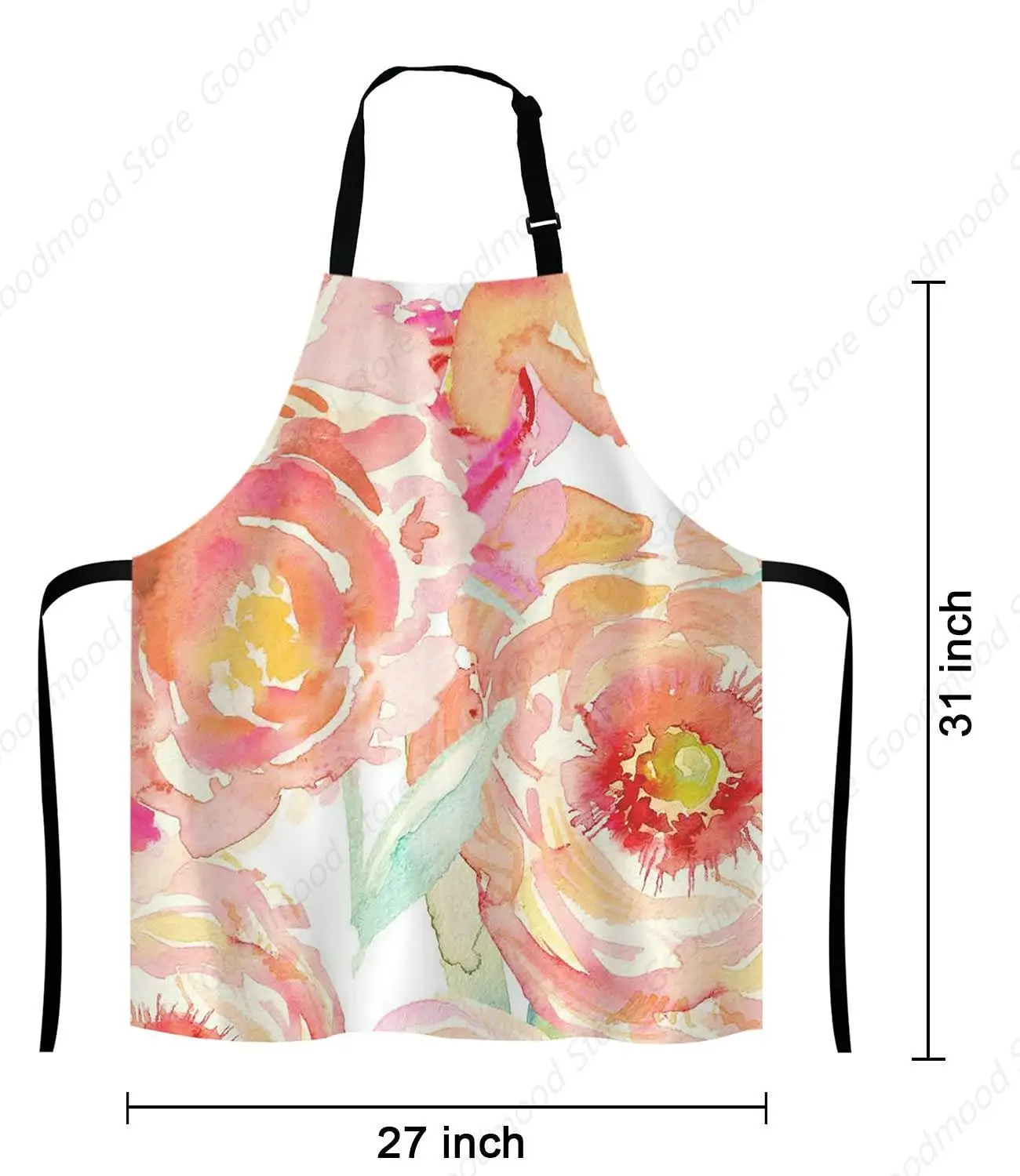 Peach Peony Apron for Women and Men, Adjustable Kitchen Chef Apron for Cooking Baking - Cute Birthday, Anniversary, Mother's Day