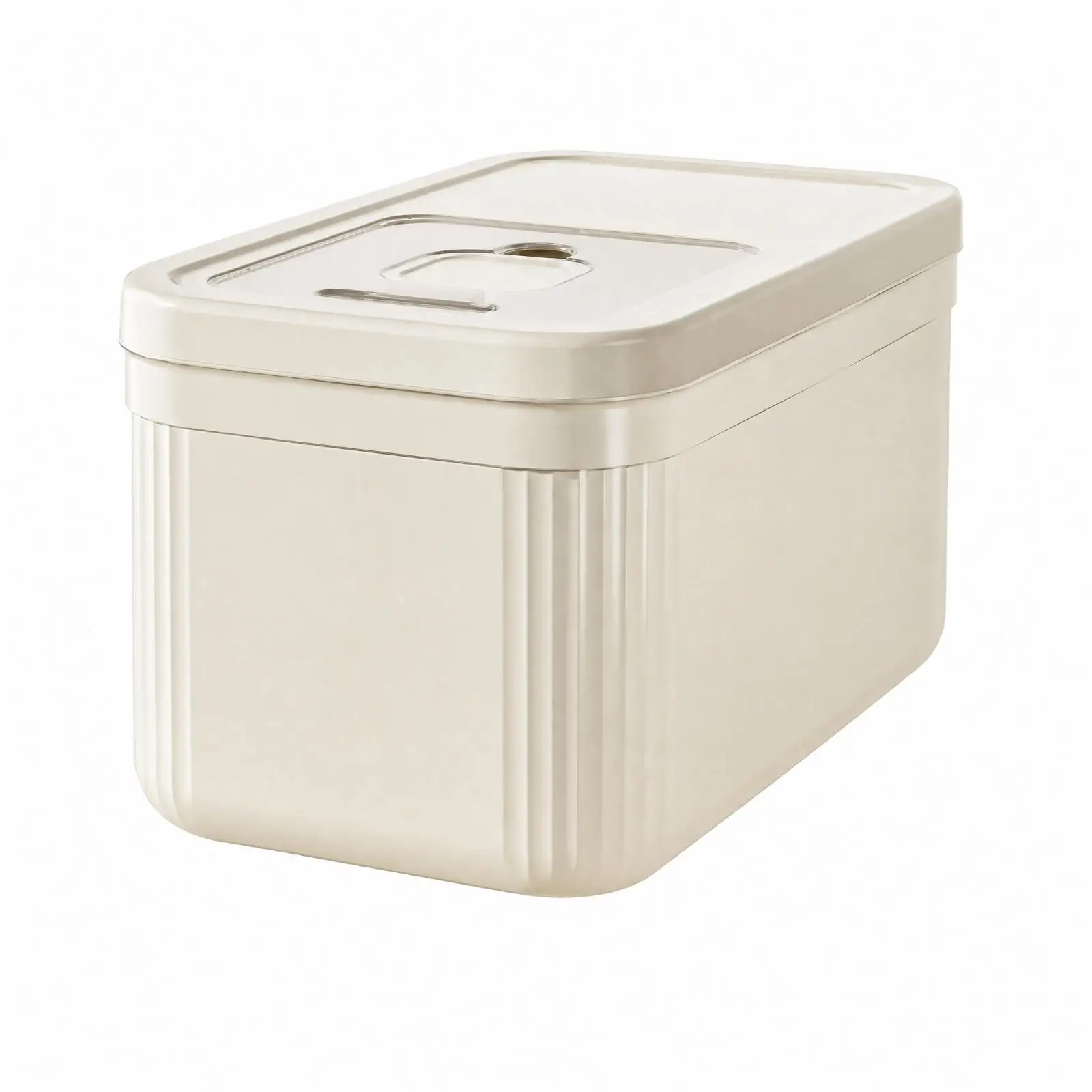 Large Rice Container Plastic with Reinforced Rim and Rounded Corners for Flour and Grain Storage on Shelf