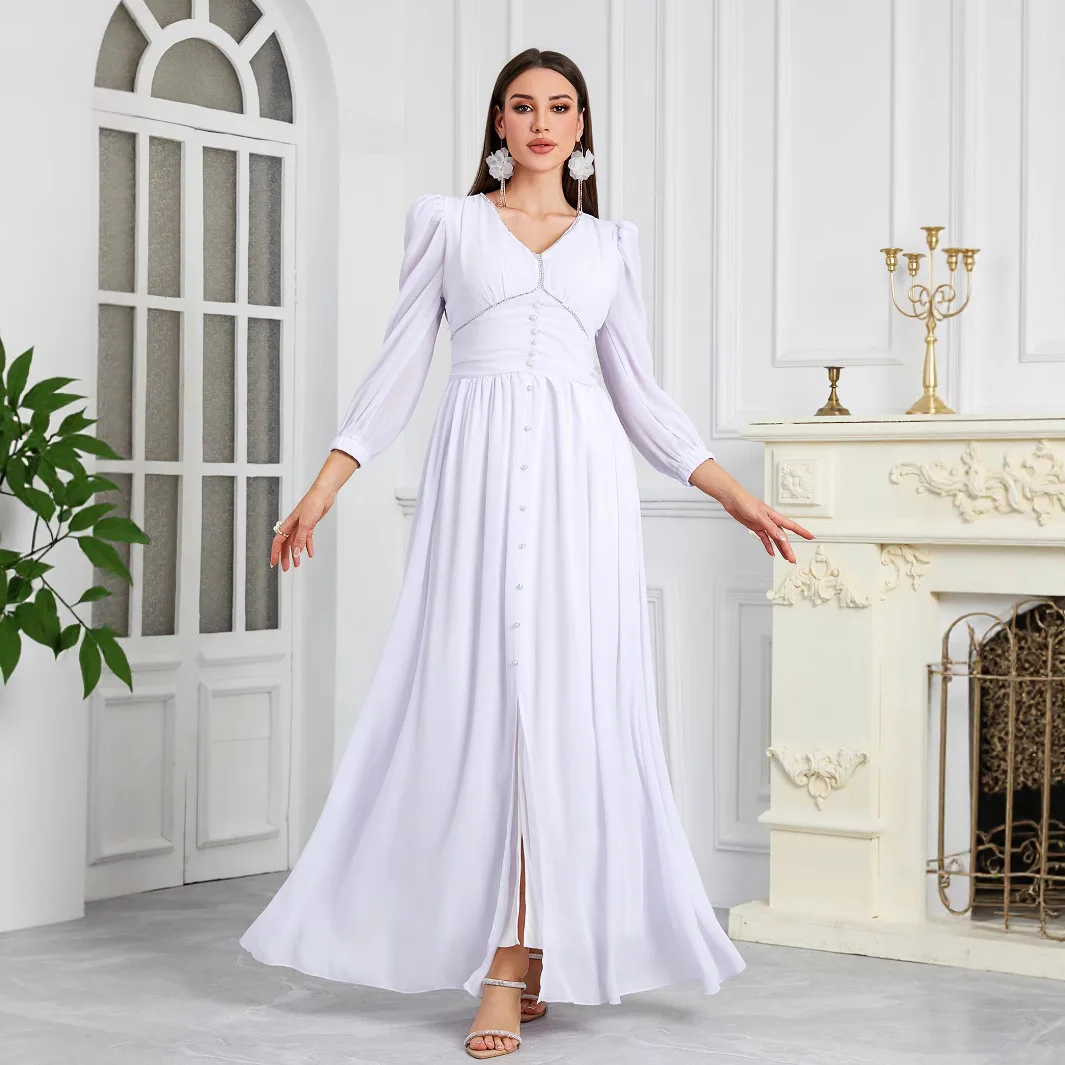 

Новое элегантное женское мусульманское платье Абая Длинное платье Халат Ближний Восток Длинное платье Халат Абая Рамадан Дубай Роскошный исламский элегантный