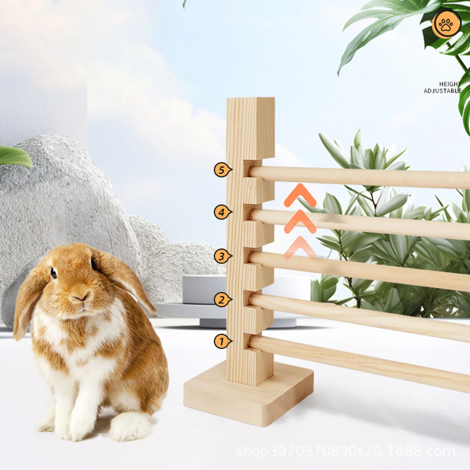 Rabbit Jump Bar Indoor Outdoor Bunny Toy Adjustable Height Wood Toy Training Games for Rabbit Pet Bunny Jump Training Running