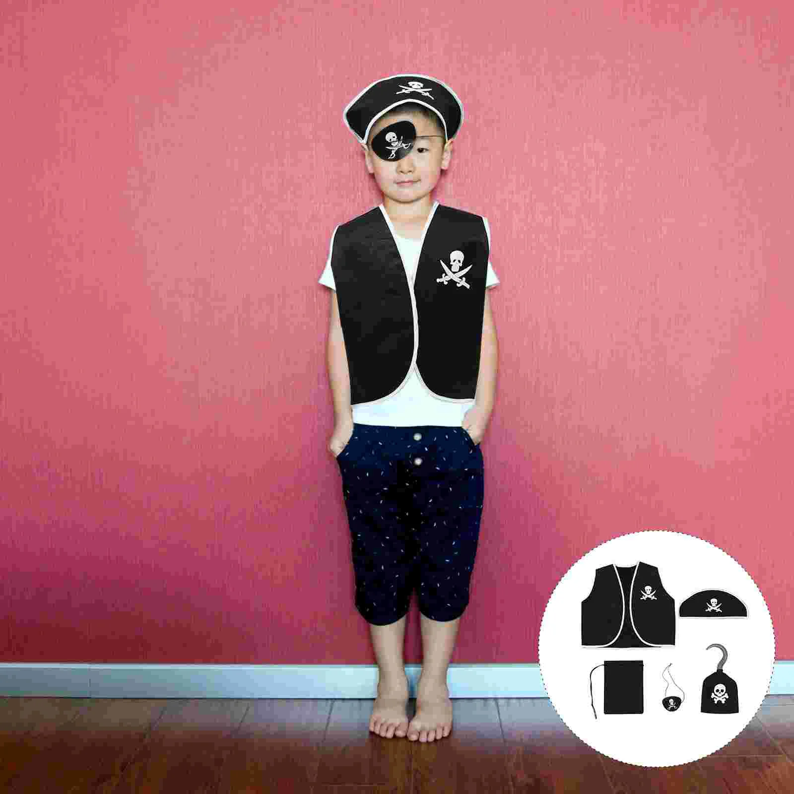 5 Pcs Pretend Play Pirate Suit Costume Cosplay Clothes Dress for Baby Halloween Costumes