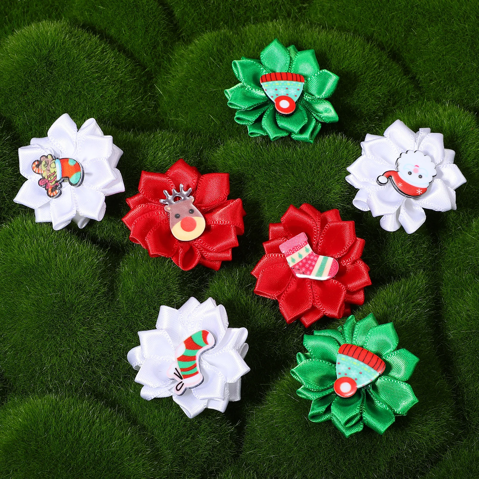 

30Pcs Pet Christmas Accessories Flower Hair Bands Soft Bright Colors Dog Puppy Cat Christmas Hair Bow Decoration