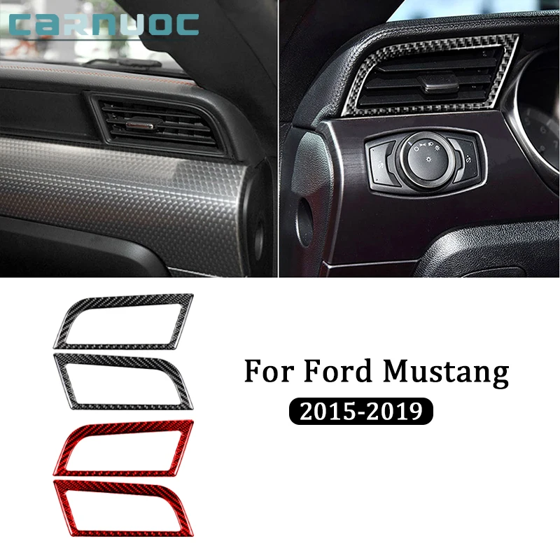 

Carbon Fiber Side Air Vent Black Red Stickers For Ford Mustang 2015 2016 2017 2018 2019 Car Interior Decorative Accessories